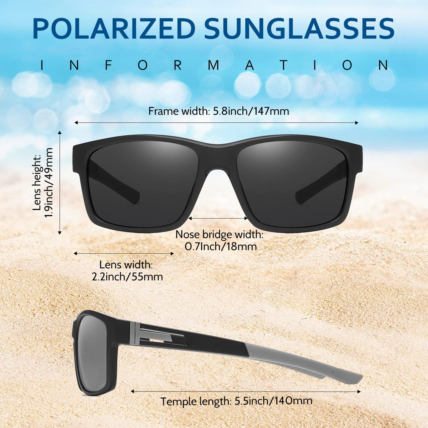 Farrobor Sonnenbrille Herren Polarisiert Sportbrille 2 Set für Männer Sportlich mit UV400 Schutz Sonnenbrillen Angeln Autofahren Sunglasses Men