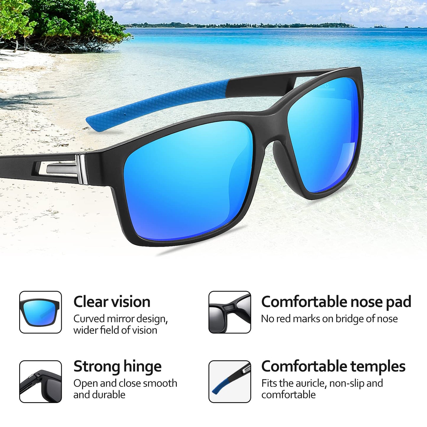 Farrobor Sonnenbrille Herren Polarisiert Sportbrille 2 Set für Männer Sportlich mit UV400 Schutz Sonnenbrillen Angeln Autofahren Sunglasses Men