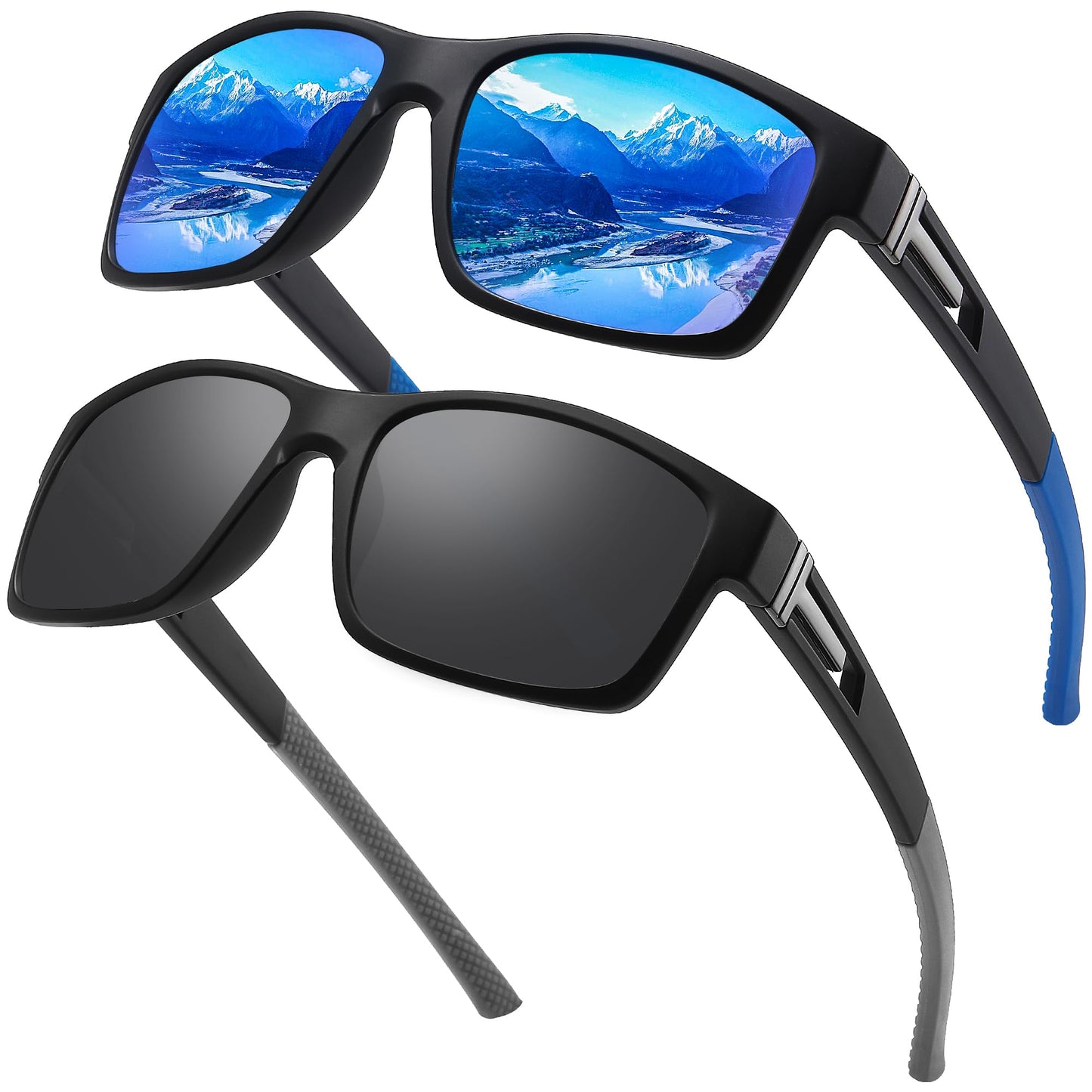 Farrobor Sonnenbrille Herren Polarisiert Sportbrille 2 Set für Männer Sportlich mit UV400 Schutz Sonnenbrillen Angeln Autofahren Sunglasses Men